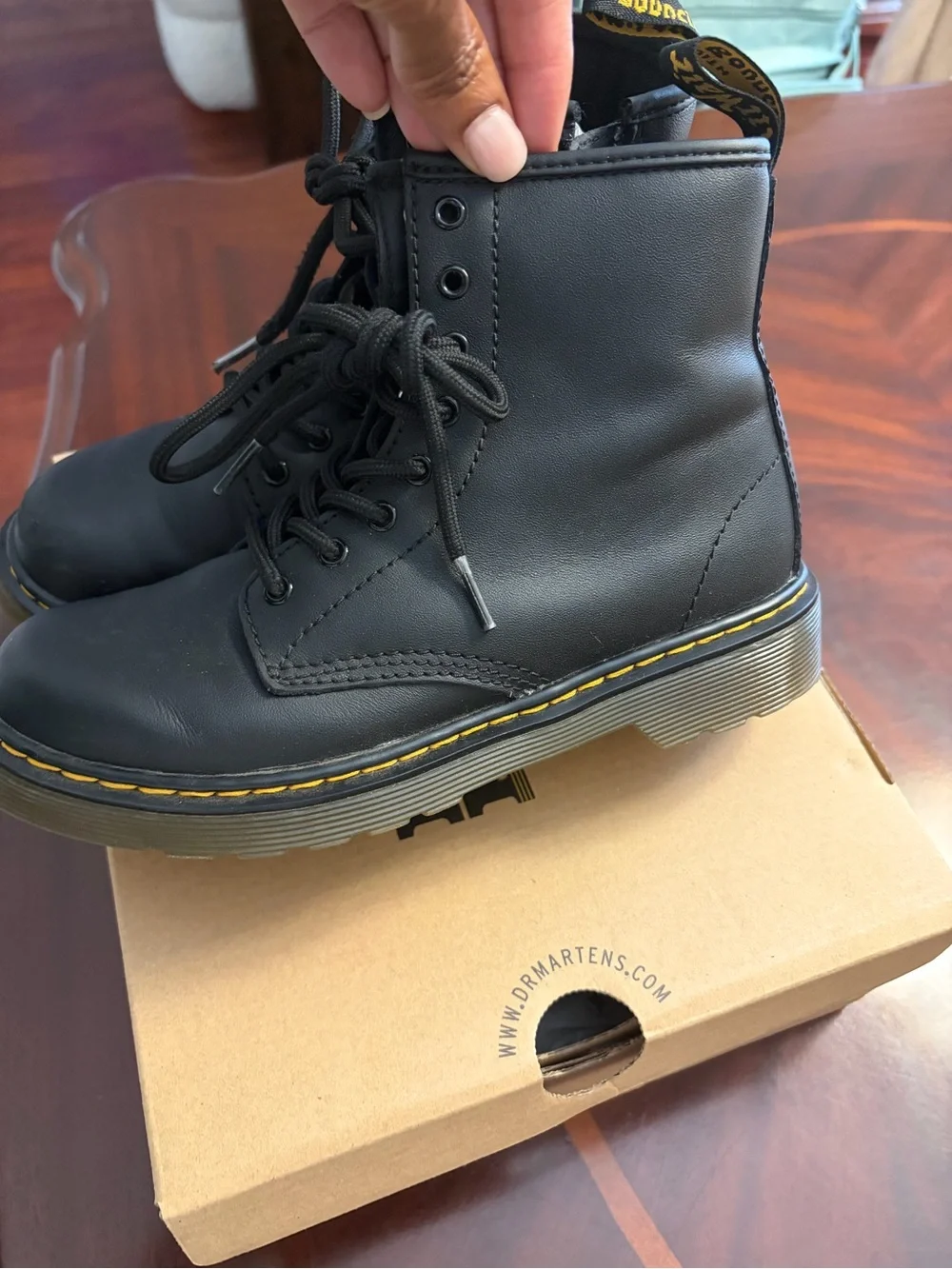 Kid’s Dr. Martens 1460 soft Black Leather Lace-Up Ankle Boots with Side Zipper